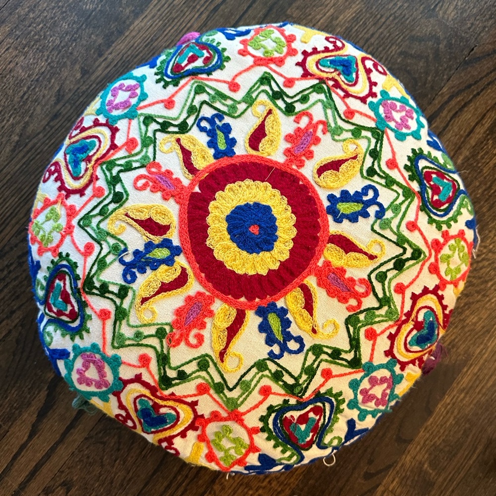 Decorative colorful round throw pillow